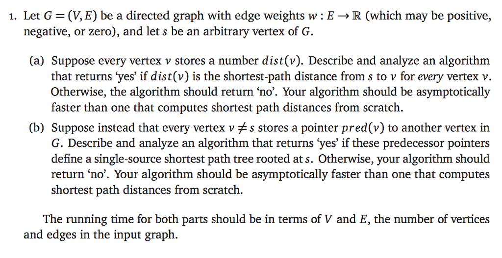Solved Let G = (V, E) be a directed graph with edge weights | Chegg.com