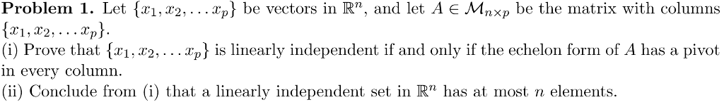 Solved Problem 1. Let fxı, x2, .. . xp\ be vectors in Rn, | Chegg.com