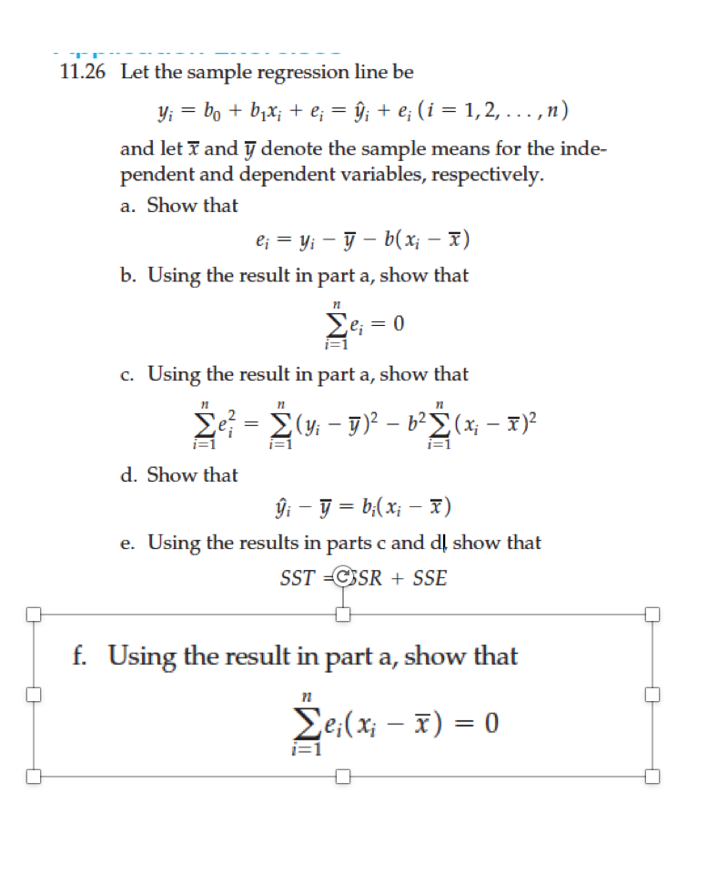 Solved 11.26 Let the sample regression line be and let T and | Chegg.com