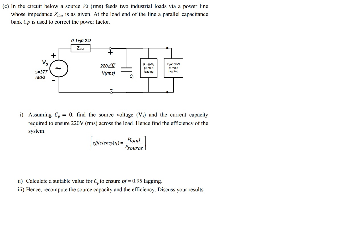 Solved In the circuit below a source Vs (rms) feeds two | Chegg.com