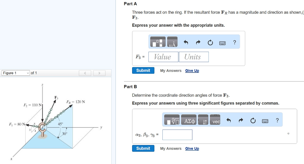 Solved Three Forces Act On The Ring. If The Resultant | Chegg.com