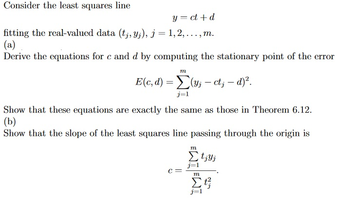 Solved Consider the least squares line fitting the | Chegg.com