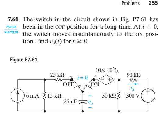 Solved The switch in the circuit shown in Fig. P7.61 has | Chegg.com