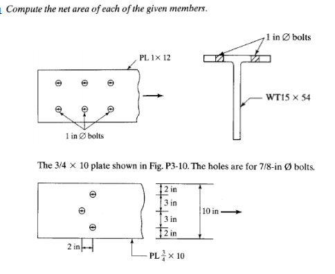 Solved Compute the net area of each of the given members. 1 | Chegg.com