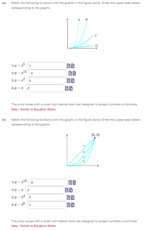 Solved (a Match the following functions with the graphs in | Chegg.com