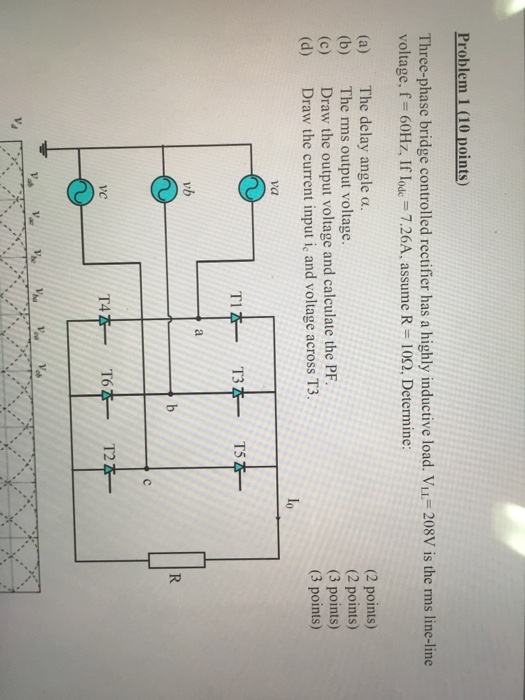 Solved Three-phase bridge controlled rectifier has a highly | Chegg.com