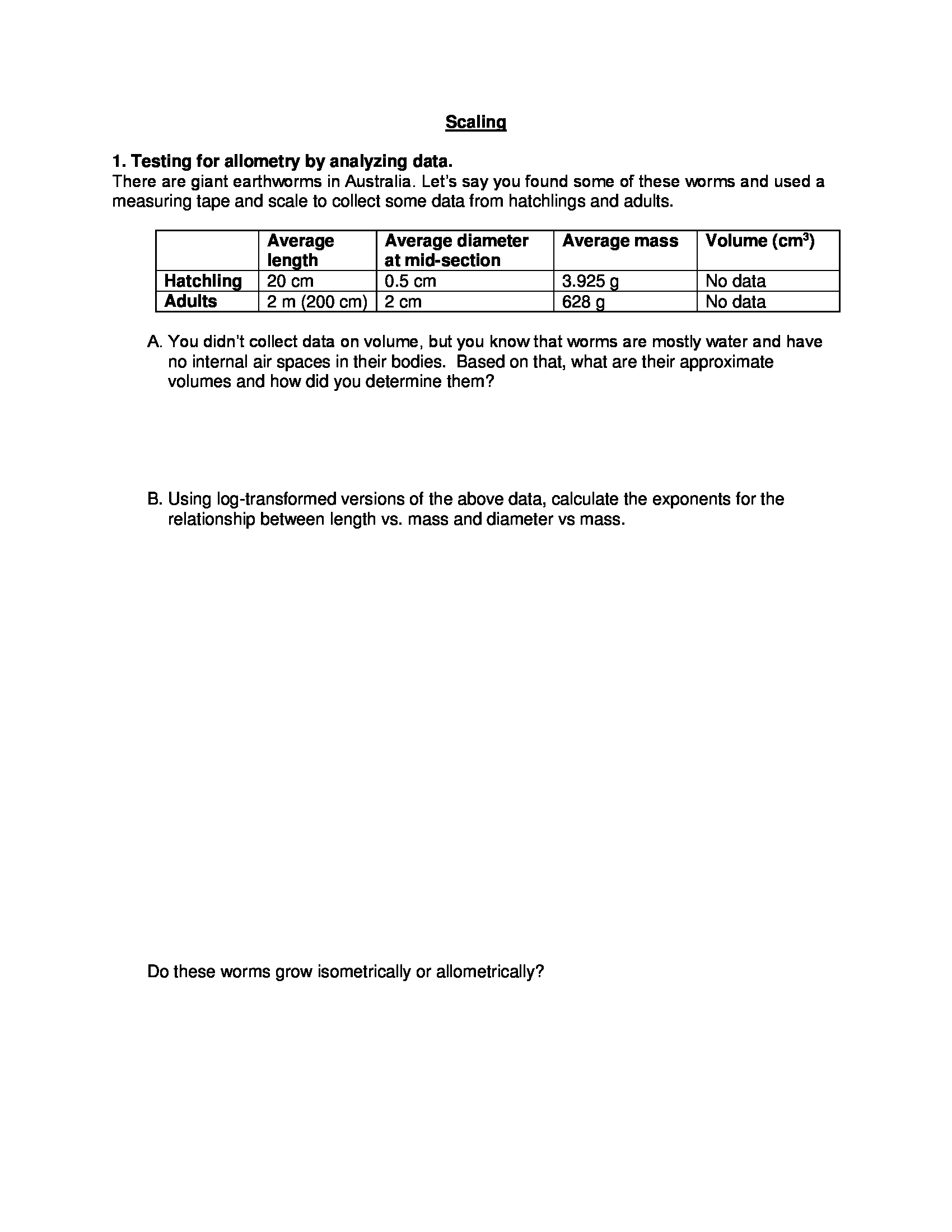 Solved Testing for allometry by analyzing data. There are | Chegg.com