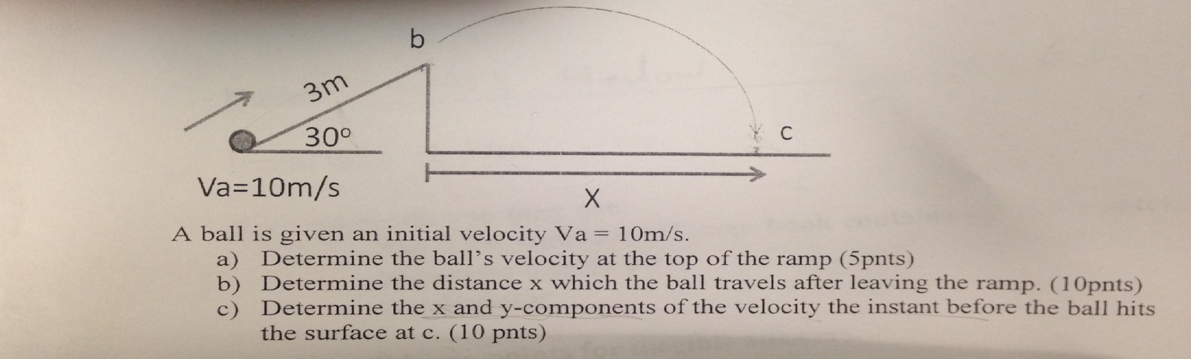 Solved A ball is given an initial velocity Va = 10m/s.
