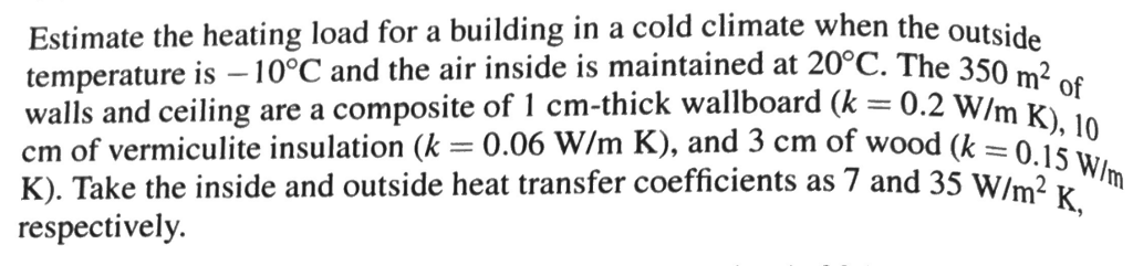 Solved Estimate the heating load for a building in a cold | Chegg.com