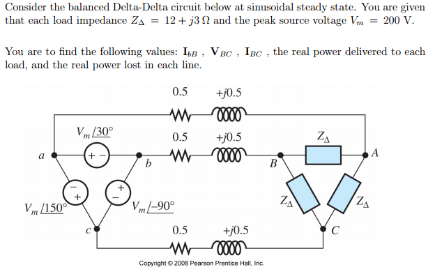 Solved Consider the balanced Delta-Delta circuit below at | Chegg.com