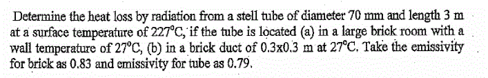 Solved Determine the heat loss by radiation from a stell | Chegg.com