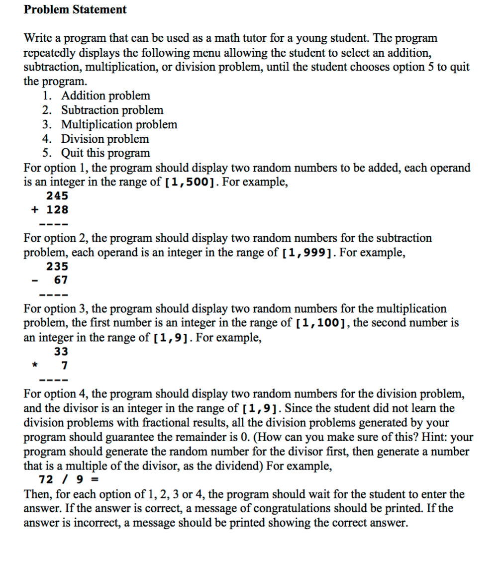 Solved Problem Statement Write A Program That Can Be Used As | Chegg.com