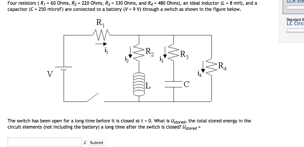 Solved CR En Four resistors ( R1 -60 Ohms, R2 -220 Ohms, R3 | Chegg.com