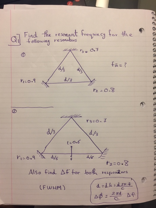 Solved Find the resonant frequency for the following