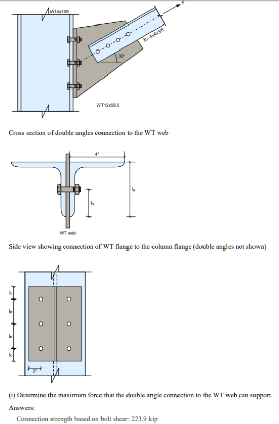 A diagonal member consisting of 2L4x4x3/8 is