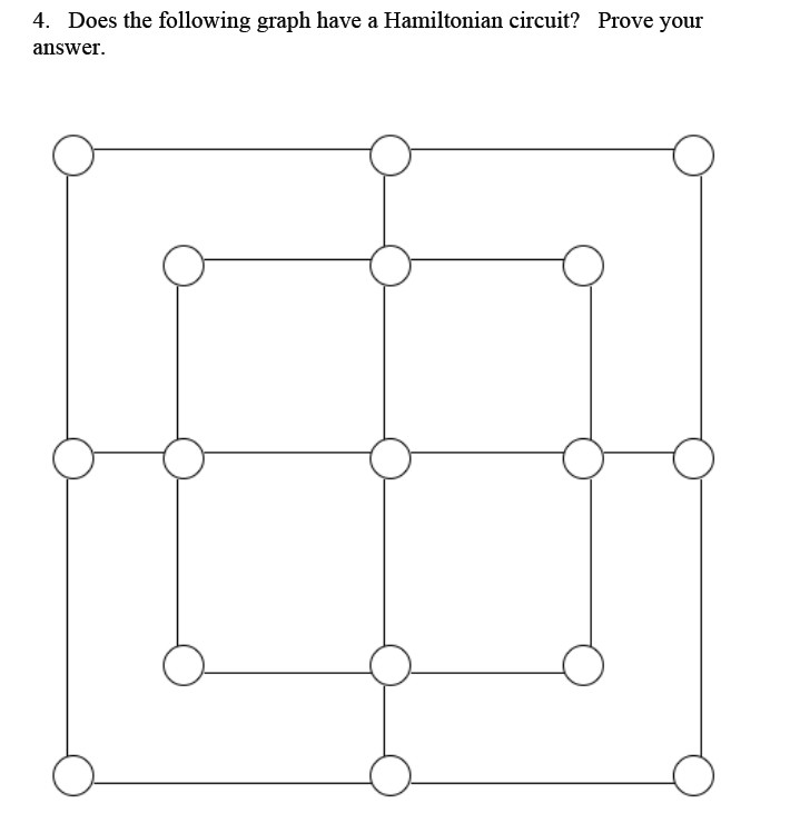 Solved Does the following graph have a Hamiltonian circuit? | Chegg.com