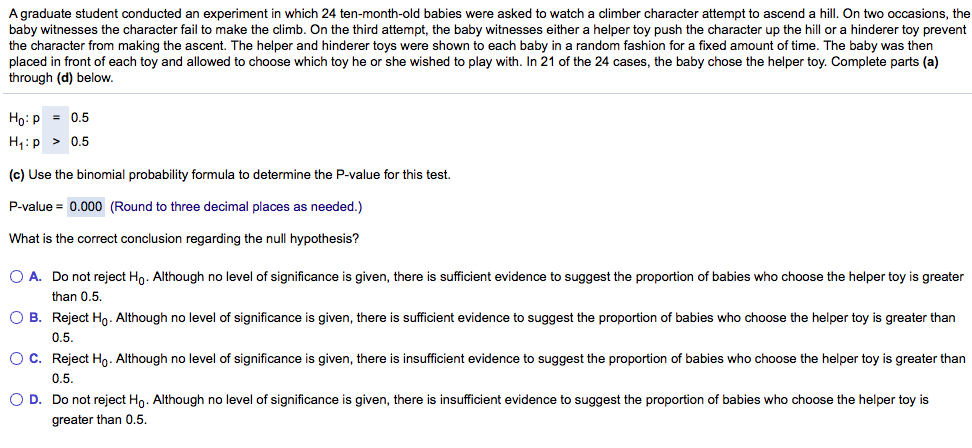 Solved A graduate student conducted an experiment in which | Chegg.com