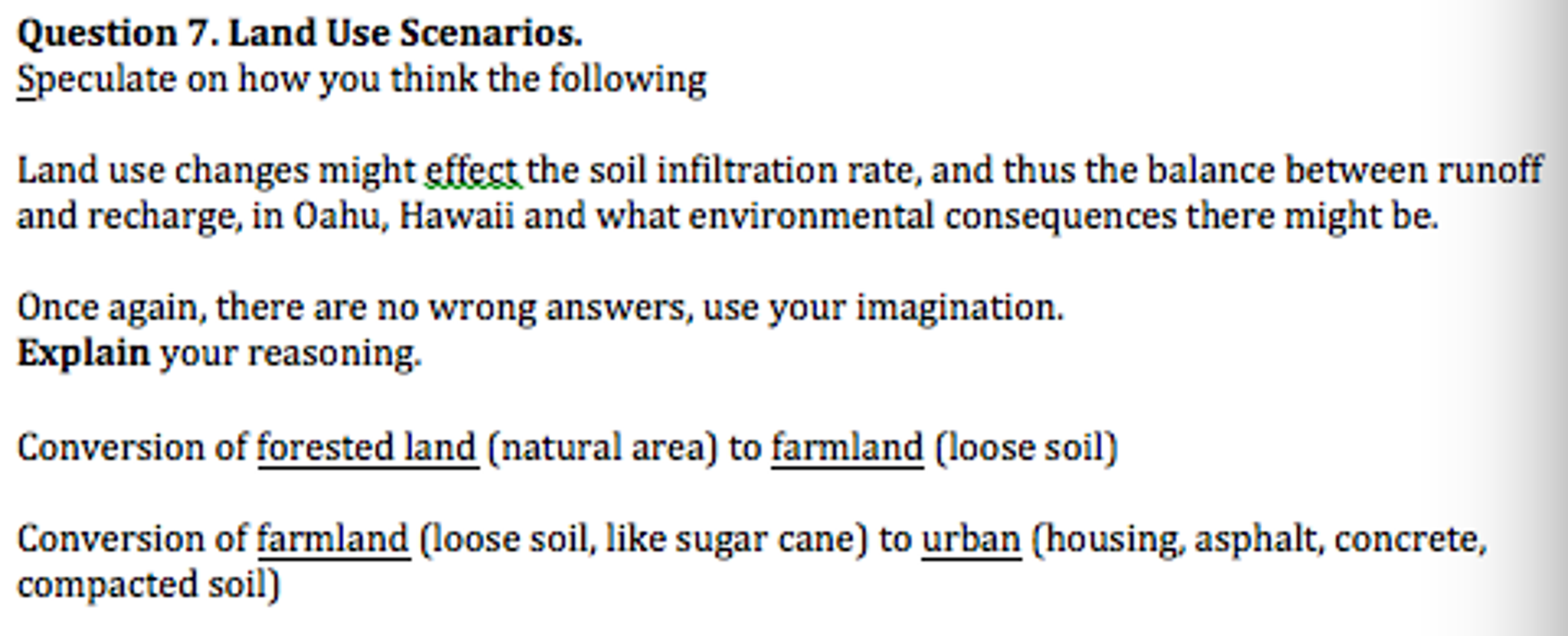 Solved Land Use Scenarios. Speculate on how you think the