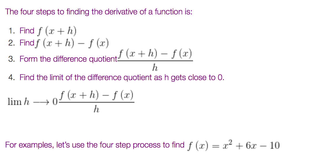 solved-the-four-steps-to-finding-the-derivative-of-a-chegg