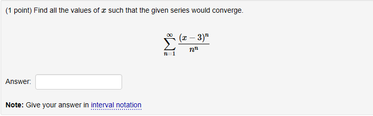 Solved (1 point) Find all the values of z such that the | Chegg.com