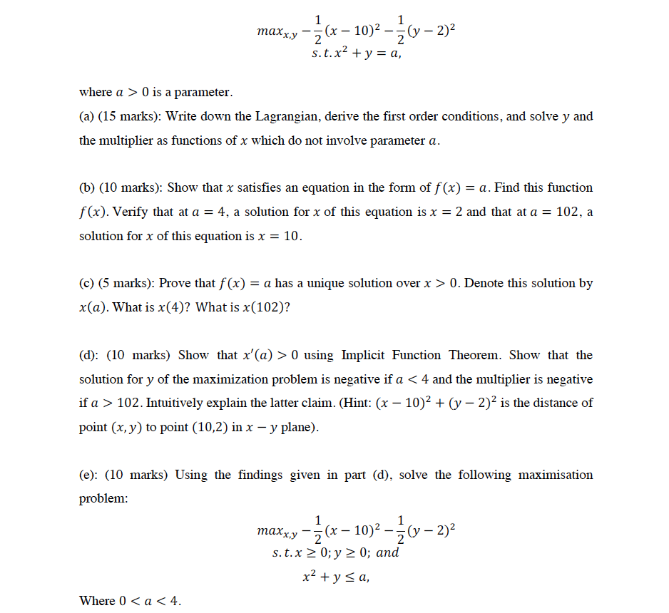 maxxy-02) where a > 0 is a parameter (a) (15 marks): | Chegg.com ...