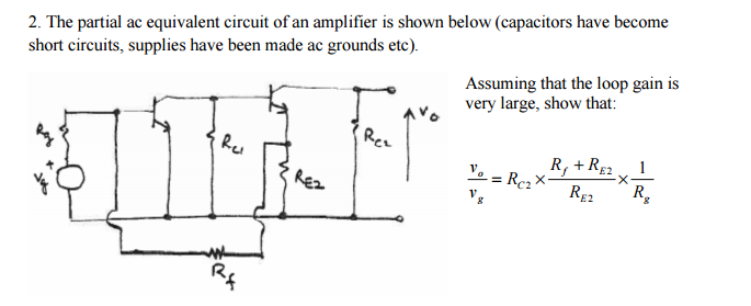 Solved 2. The partial ac equivalent circuit of an amplifier | Chegg.com