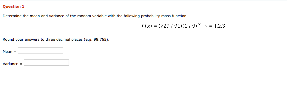 Solved Determine the mean and variance of the random | Chegg.com