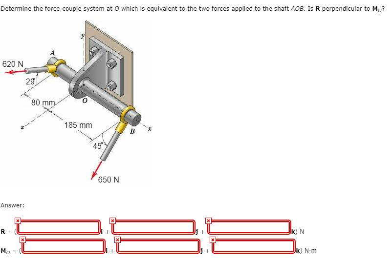 Solved Determine the force-couple system at O which is | Chegg.com