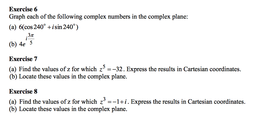 Solved Exercise 6 Graph each of the following complex | Chegg.com