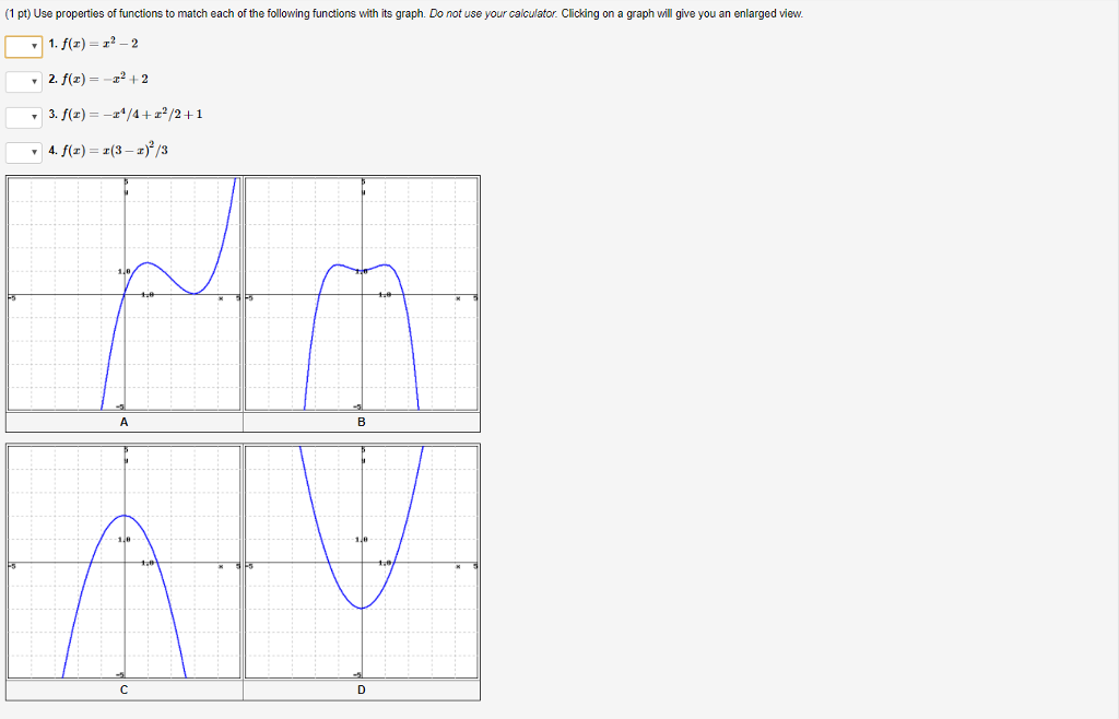 Solved 1 pt Use properties of functions to match each of he | Chegg.com