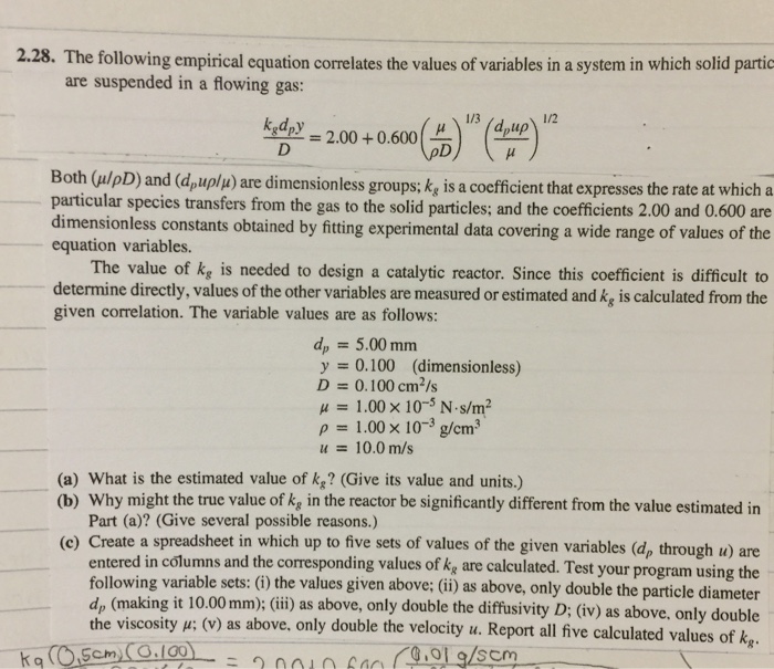 Solved 2.28. The following empirical equation correlates the | Chegg.com