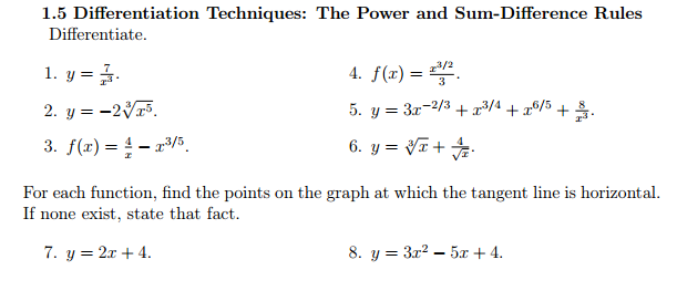 Solved Differentiation Techniques: The Power and | Chegg.com