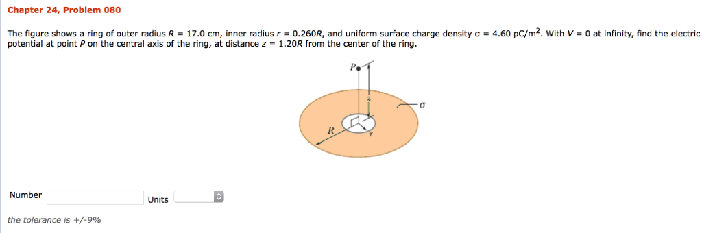 Solved The figure shows a ring of outer radius R = 17.0 cm, | Chegg.com