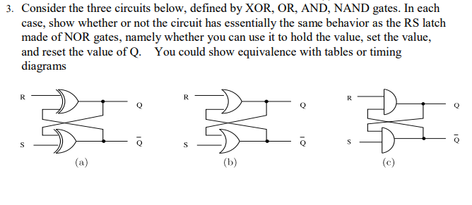 3 Consider The Three Circuits Below Defined By XOR Chegg