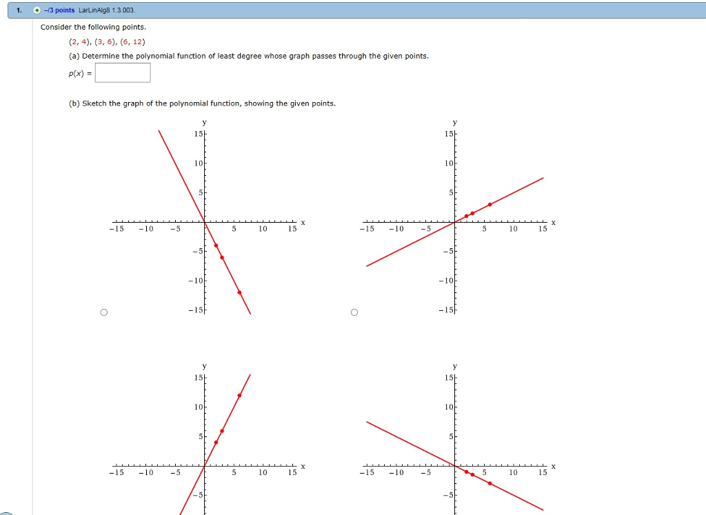 Solved 1. /3 points LarLinAlg8 1.3.003. Consider the | Chegg.com