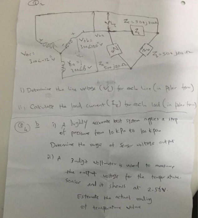 Solved Determine the line voltage (V_L) for each line (in | Chegg.com