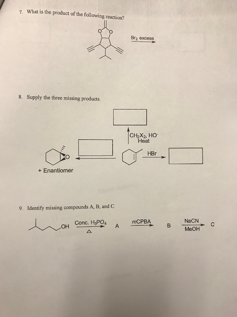 Solved 7. What is the product of the following reaction? Br2 | Chegg.com