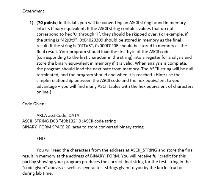 In This Lab You Will Be Converting An ASCII String Chegg