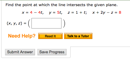 determine where a line intersects a linein c