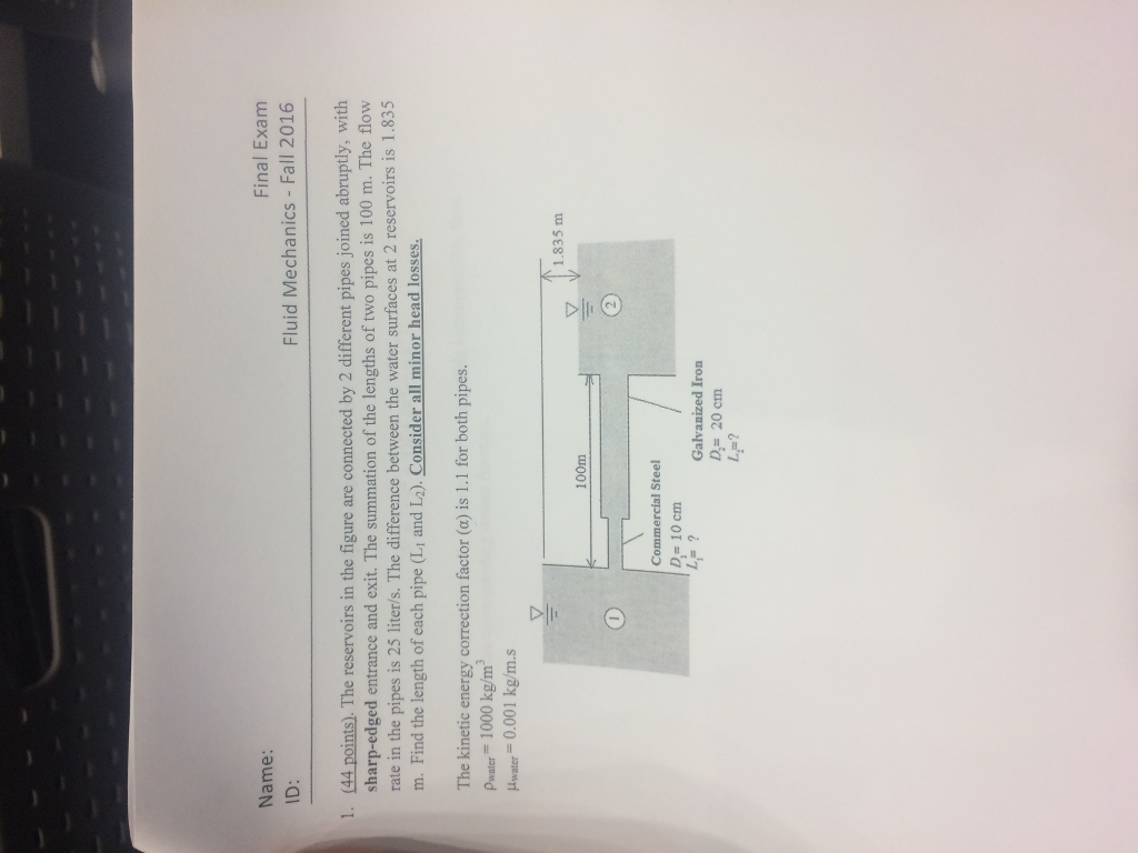 Solved The Reservoirs In The Figure Are Connected By 2 | Chegg.com