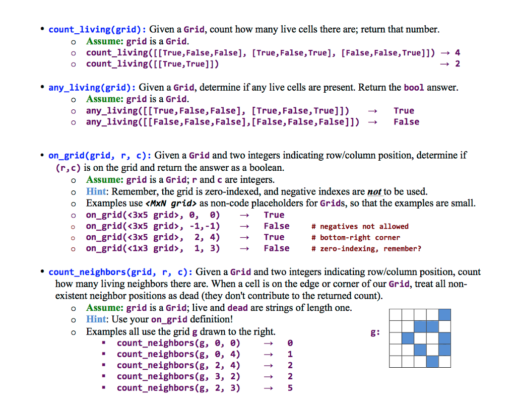 Solved count_1iving(grid): Given a Grid, count how many live | Chegg.com