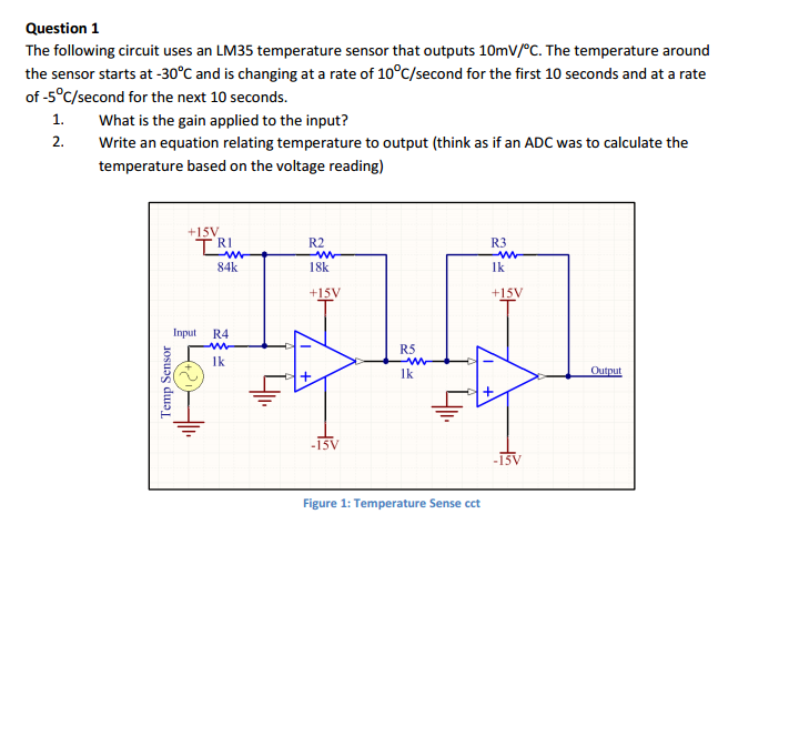 Solved The following circuit uses an LM35 temperature sensor