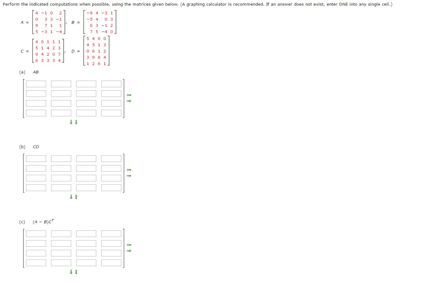 Solved Perform the indicated computations when possible, | Chegg.com