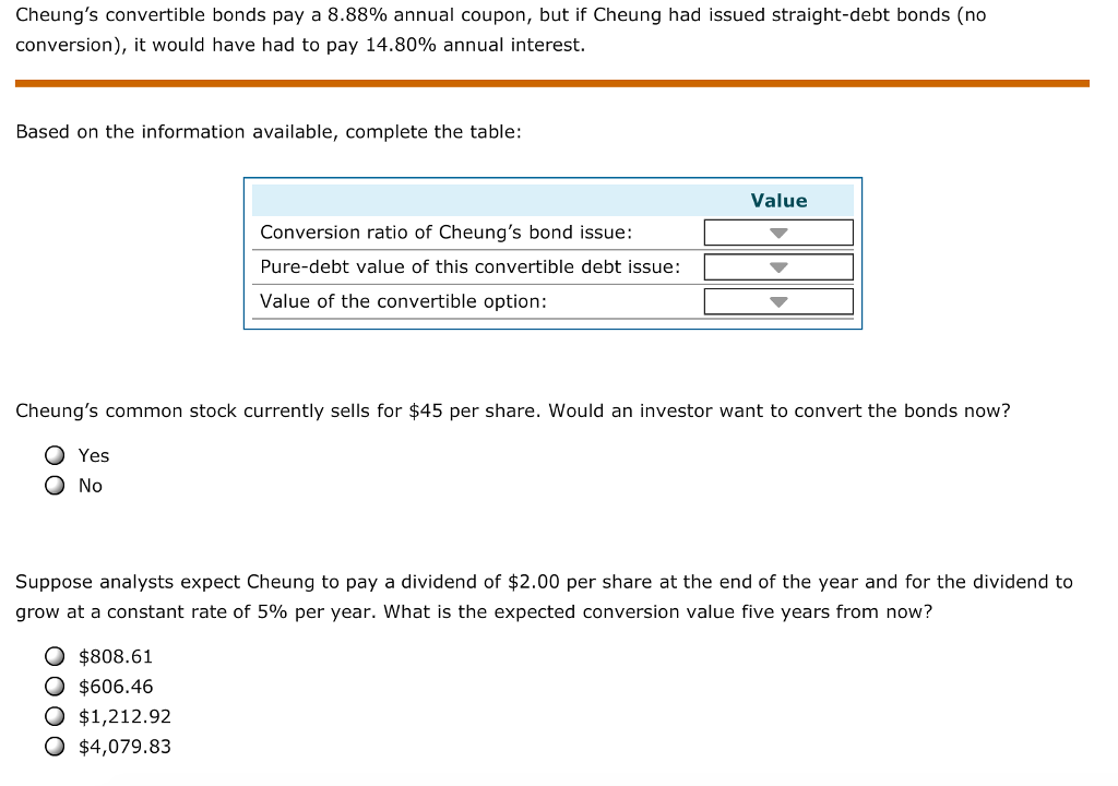 Solved 4. Convertibles Aa Aa A convertible security (usually | Chegg.com