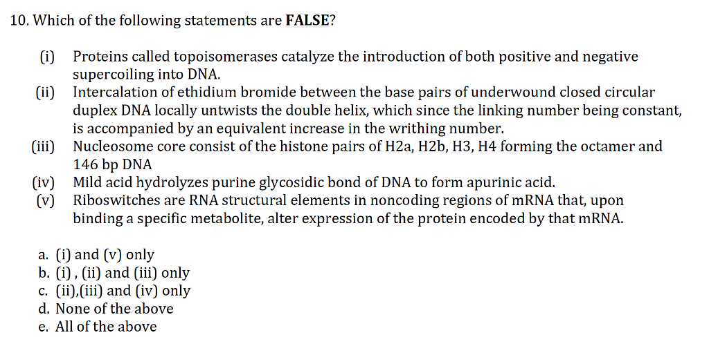 Solved 10. Which of the following statements are FALSE? (i) | Chegg.com