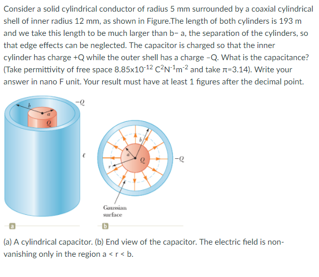 Solved Consider a solid cylindrical conductor of radius 5 mm | Chegg.com