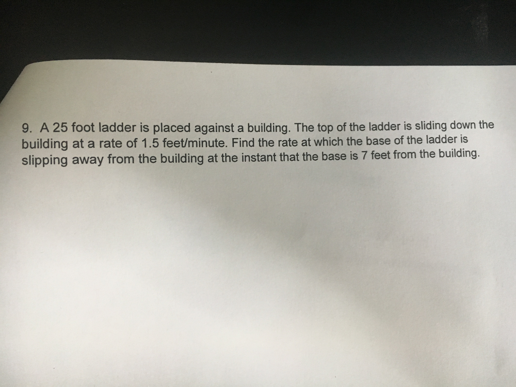 The Top Of A 25 Foot Ladder Is Sliding Down