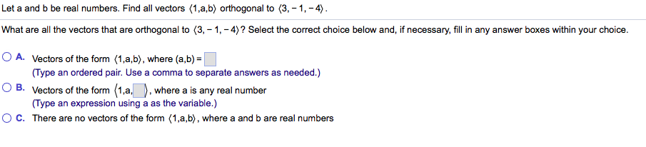 Solved Let A And B Be Real Numbers. Find All Vectors (1,a,b) | Chegg.com