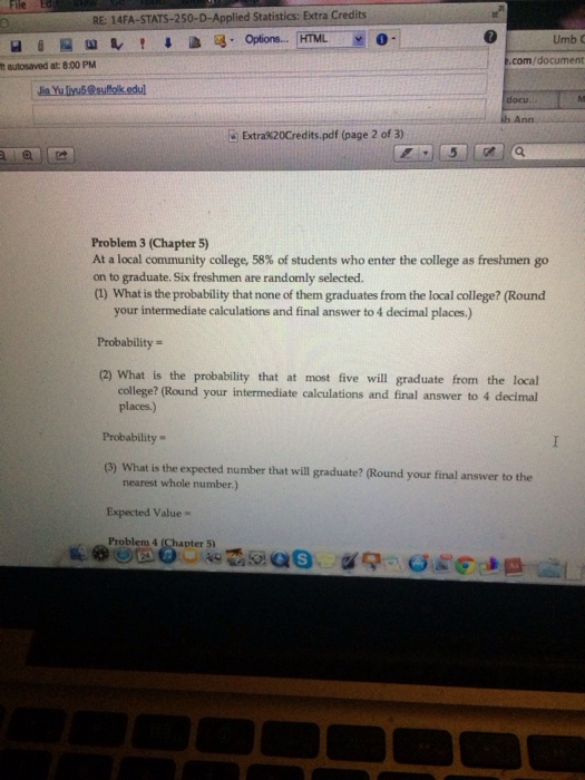 Solved Problem 3 (Chapter 5) At a local community college, | Chegg.com