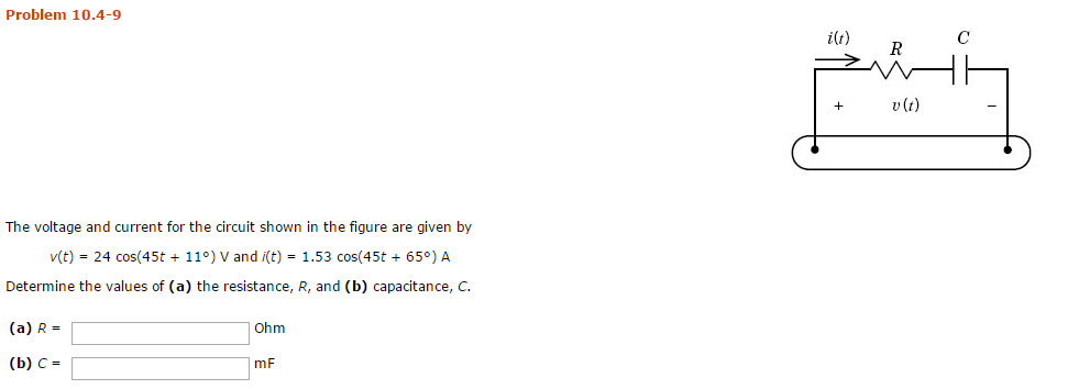 Solved The voltage and current for the circuit shown in | Chegg.com